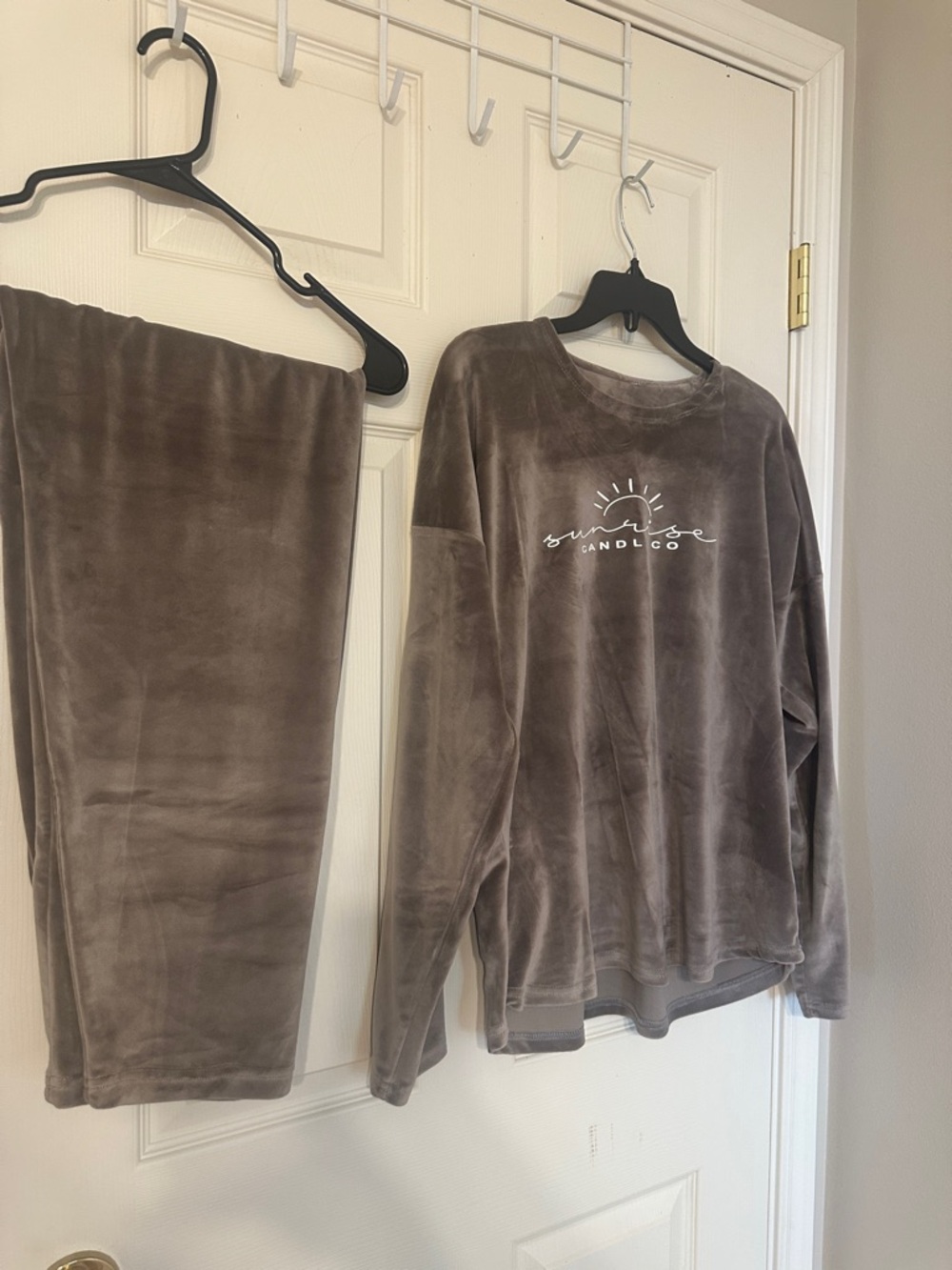 Cotton Plush Pajama Set in Taupe